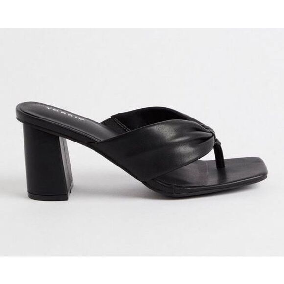 NWT SZ 7.5W Torrid 4H Soft Knot Mule With High Square Block Heel in Black Faux L - Picture 2 of 9